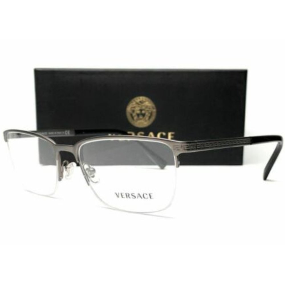 Versace Men's Gunmetal Rectangle Eyeglasses!